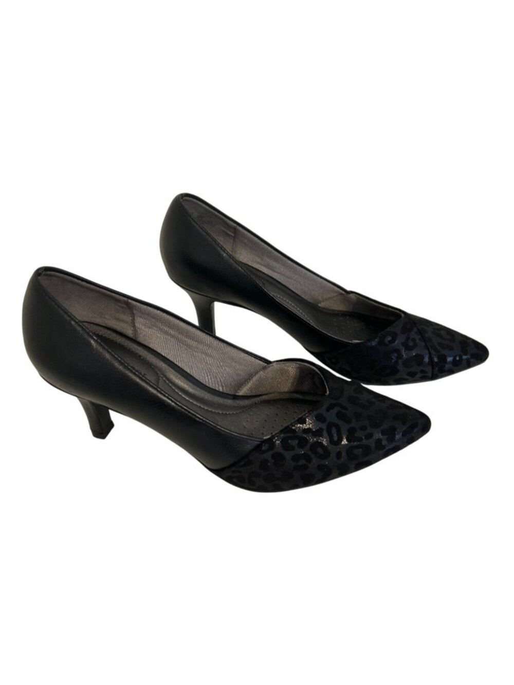 Naturalizer Black Leopard Pointed Toe High Heels Women 7.5W Elegant Pumps